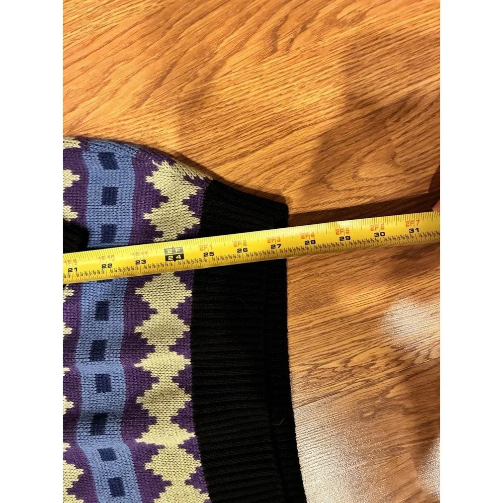 Vintage Descente Sweater Mens Large Southwestern Aztec Knit Geometric Stripe 90s